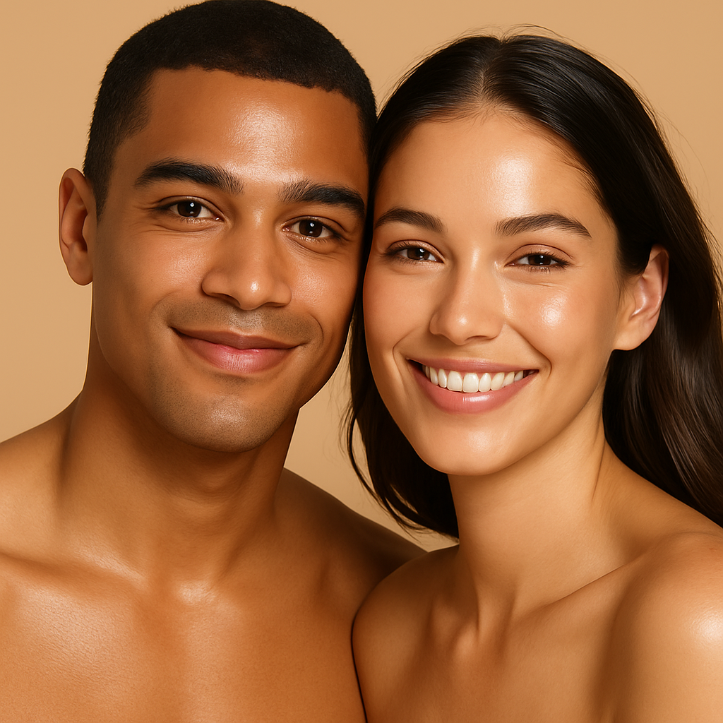 man and woman best natural supplement for healthy skin glow