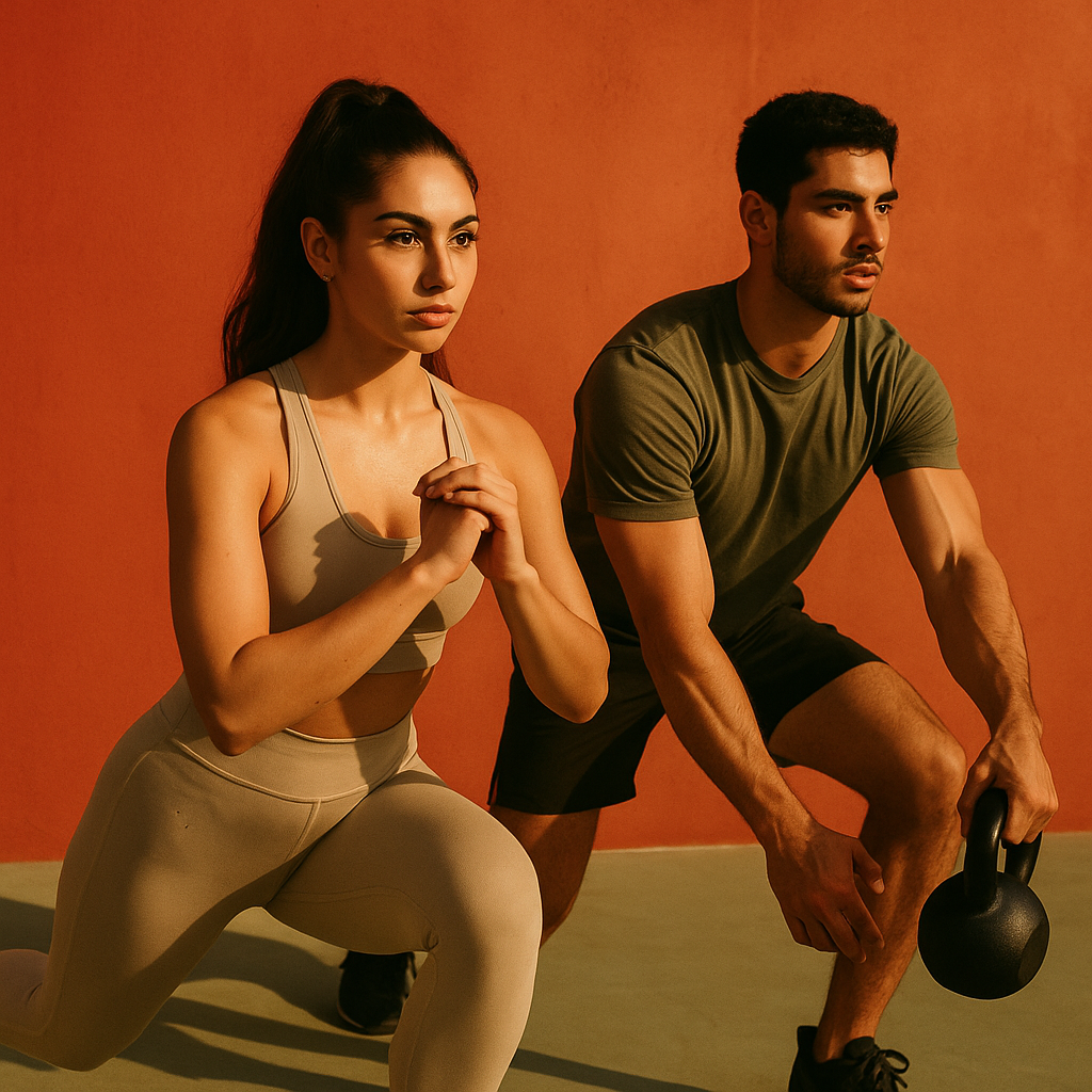 healthy lifestyle man and woman doing fitness